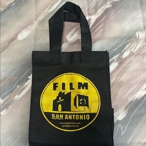 Black San Antonio small reusable cloth tote 10 x 8x 4.